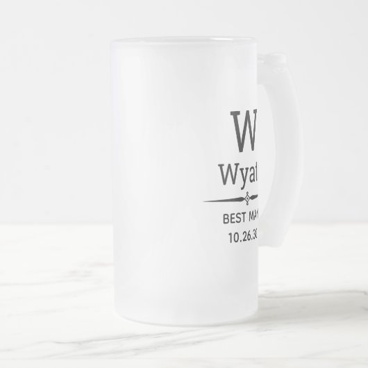 Best Man Monogrammed Frosted Glass Beer Mok (Voorkant rechts)