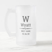Best Man Monogrammed Frosted Glass Beer Mok (Links)