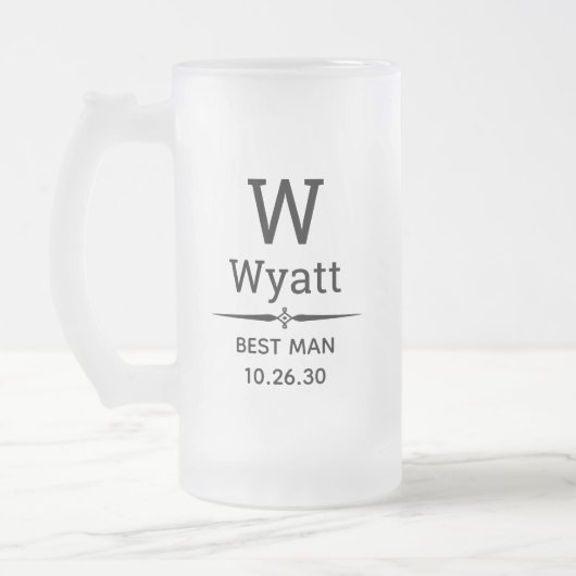 Best Man Monogrammed Frosted Glass Beer Mok (Links)