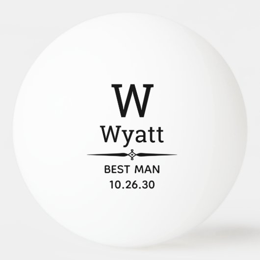 Best Man Monogrammed Ping Pong Ball (Voorkant)