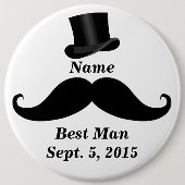 Best Man Mustache and Top Hat Pin-Back Button (Voorkant)
