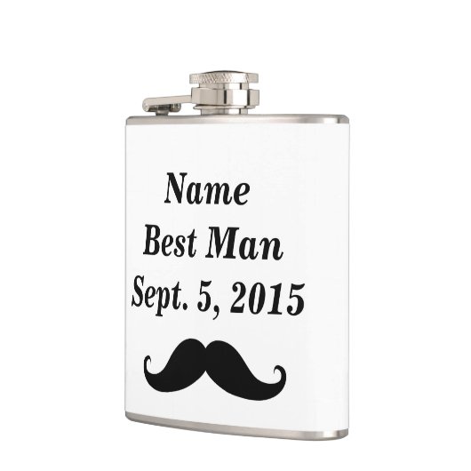 Best Man Mustache Pet and Suit Vinyl Wrapped Flask Heupfles (Links)