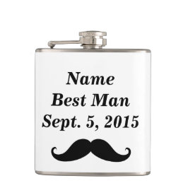 Best Man Mustache Pet and Suit Vinyl Wrapped Flask Heupfles