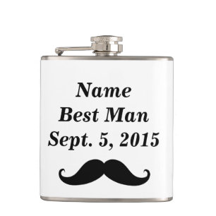 Best Man Mustache Pet and Suit Vinyl Wrapped Flask Heupfles