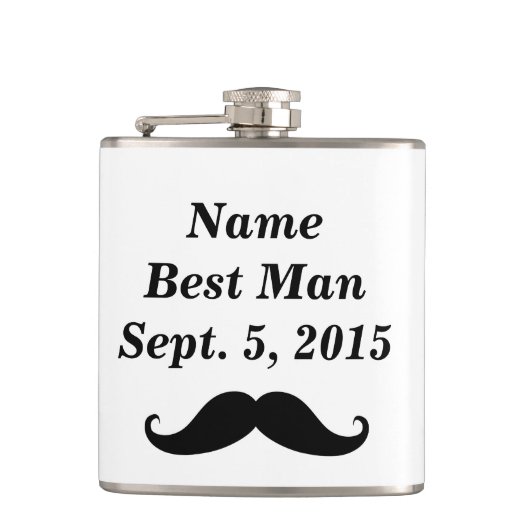 Best Man Mustache Pet and Suit Vinyl Wrapped Flask Heupfles (Voorkant)