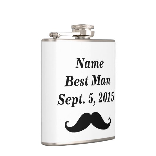 Best Man Mustache Pet and Suit Vinyl Wrapped Flask Heupfles (Rechts)