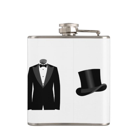 Best Man Mustache Pet and Suit Vinyl Wrapped Flask Heupfles (Achterkant)