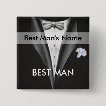 Best Man Name Tag Button