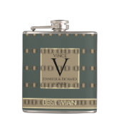 Best Man Old Gold & Blauwgroen Goud Golden Veiled Heupfles (Voorkant)