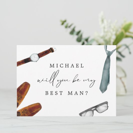 Best Man proposal Kaart for groom (Staand voorkant)