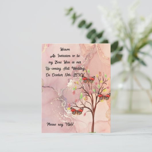 Best Man Request Fall Wedding Kaart (Staand voorkant)