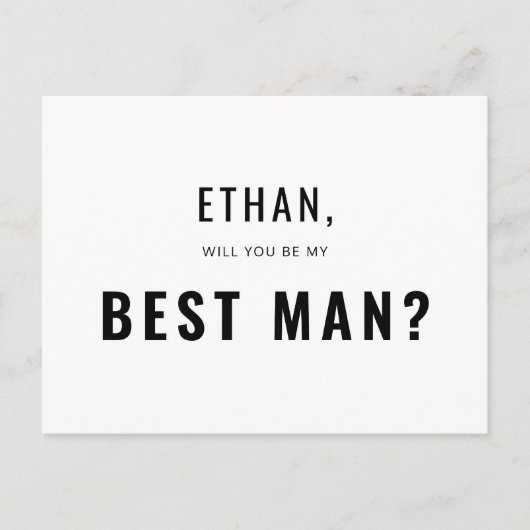 Best Man Request Modern Simple Uitnodiging Briefkaart (Voorkant)