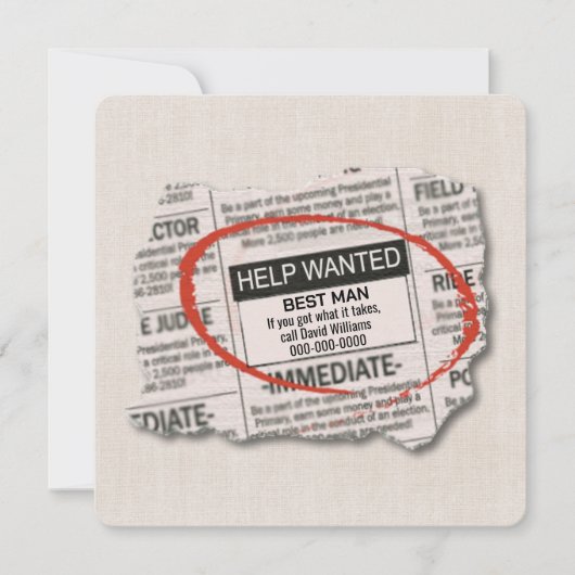 Best Man Request Newspaper Advertentie Kaart (Voorkant)