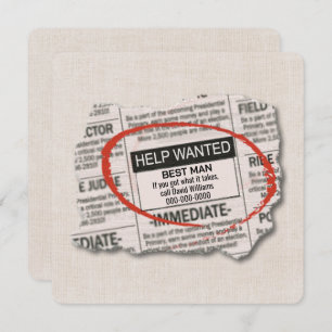 Best Man Request Newspaper Advertentie Kaart