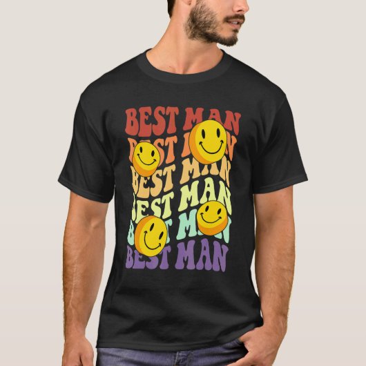 best man retro smile face wedding celebration bach t-shirt (Voorkant)