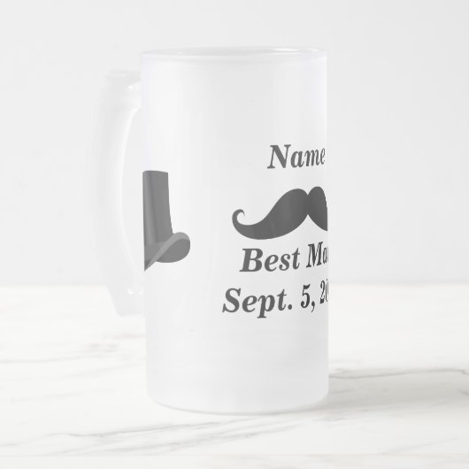 Best Man snor en Top Hoed Frosted Glass Mok (Voorkant links)