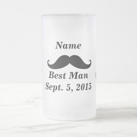 Best Man snor en Top Hoed Frosted Glass Mok (Center)
