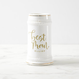 Best Man Stylish Gold Script Name Wedding Bierpul