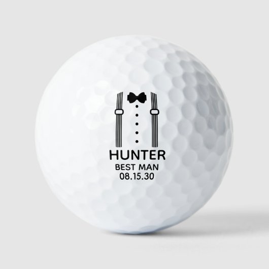 Best Man Suspenders with Bow Tie Golfballen (Voorkant)
