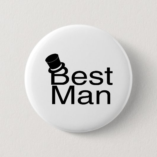 Best Man Top Hat Ronde Button 5,7 Cm (Voorkant)