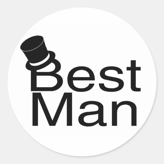 Best Man Top Hat Ronde Sticker (Voorkant)