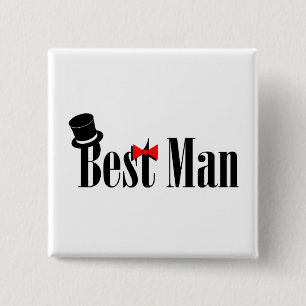 Best Man Top Hat Vierkante Button 5,1 Cm