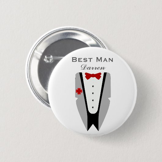 Best Man - Tuxedo Dinner Jacket Wedding Pin Ronde Button 5,7 Cm (Voorkant /achterkant)