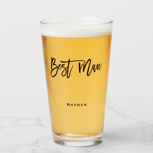 Best Man typografie/naam/zwart cadeau Glas (Voorkant gevuld)