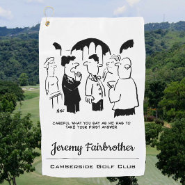 Best Man Warning to Groom at Wedding Funny Cartoon Golfhanddoek