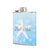 Best Man Wedding Blue Starfish Flask Heupfles (Links)