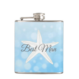 Best Man Wedding Blue Starfish Flask Heupfles