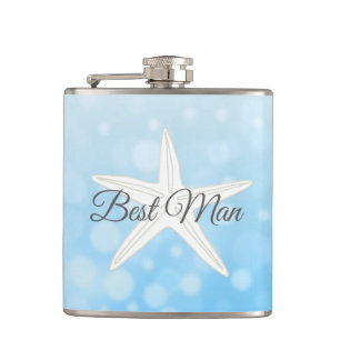 Best Man Wedding Blue Starfish Flask Heupfles