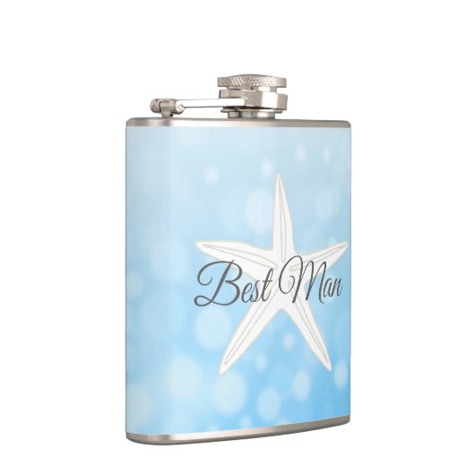Best Man Wedding Blue Starfish Flask Heupfles (Rechts)
