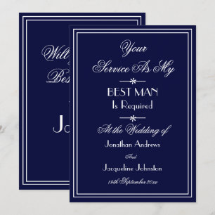 Best Man Wedding Custom Elegant Navy Blue Voorstel Kaart