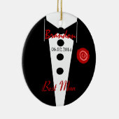 Best Man Wedding Favor Custom Name Tux Keramisch Ornament (Rechts)