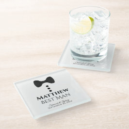 Best Man Wedding Favor Fun Mock Tuxedo Black Strop Glazen Onderzetter