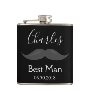 Best Man Wedding Favor Mustache Heupfles