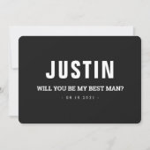 Best Man Wedding Modern Black and White Voorstel Save The Date (Voorkant)