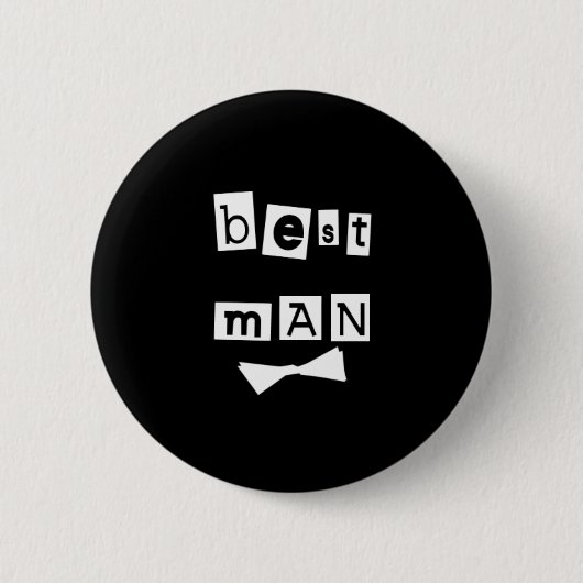 Best Man White op zwart Ronde Button 5,7 Cm (Voorkant)