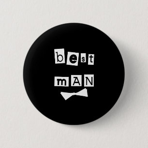 Best Man White op zwart Ronde Button 5,7 Cm