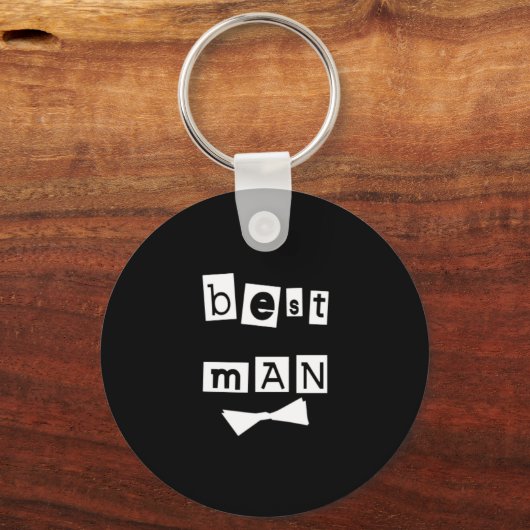 Best Man White op zwart Sleutelhanger (Voorkant)