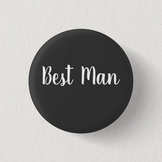 Best Man's Wedding Day Party Gift Casual Black Ronde Button 3,2 Cm (Voorkant)