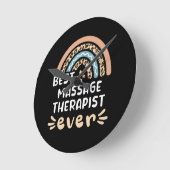 Best Massage Therapist ever Leopard Rainbow Gift M Ronde Klok (Hoek)