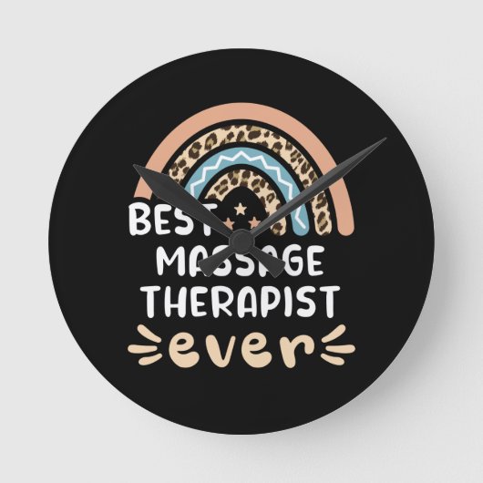 Best Massage Therapist ever Leopard Rainbow Gift M Ronde Klok (Voorkant)