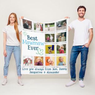 Best Mawmaw Family Photo Collage Fleece Deken