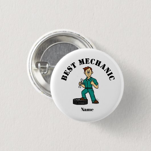 Best Mechanic Button - White Male (Voorkant /achterkant)
