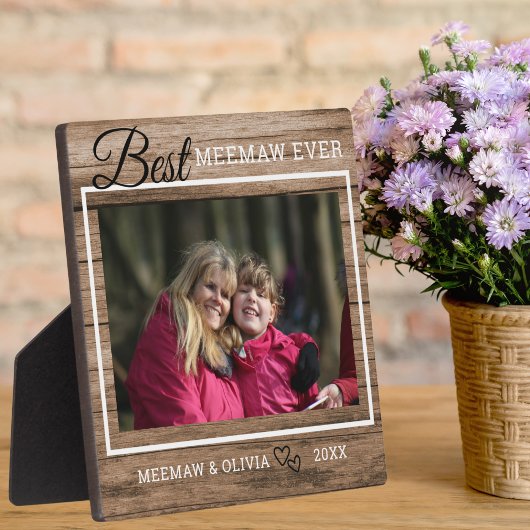 Best Meemaw Ever Custom Photo Rustic Wood Fotoplaat