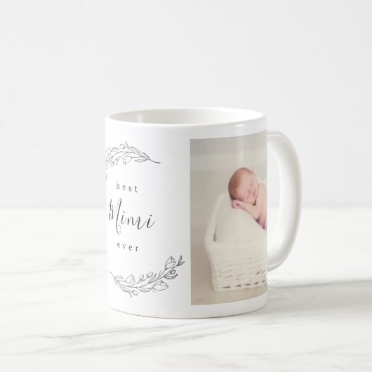 Best Mimi Ever Floral WreatPhoto Coffee Mok (Voorkant rechts)