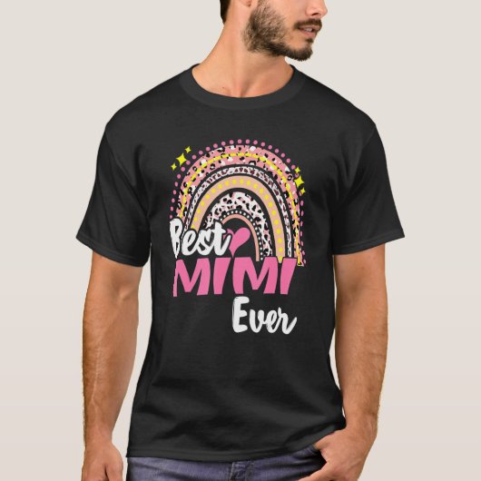 Best Mimi Ever Funny Roze Leopard Rainbow Mothers T-shirt (Voorkant)