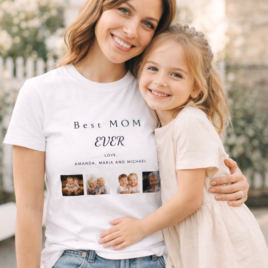 Best MOM aangepaste fotocollage zwart wit T-shirt